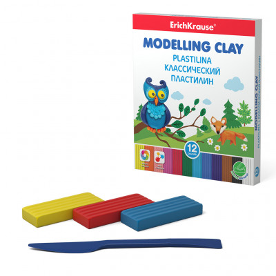 Классический пластилин ErichKrause® 12 цветов со стеком, 216г