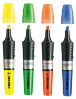 Настольный набор: маркеры Stabilo Luminator, 4 шт, цвета: желтый, зеленый, оранжевый, синий; черный пластик