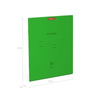 Тетрадь школьная ученическая ErichKrause® Классика Neon зеленая, 12 листов, клетка  (в плёнке по 10 штук)