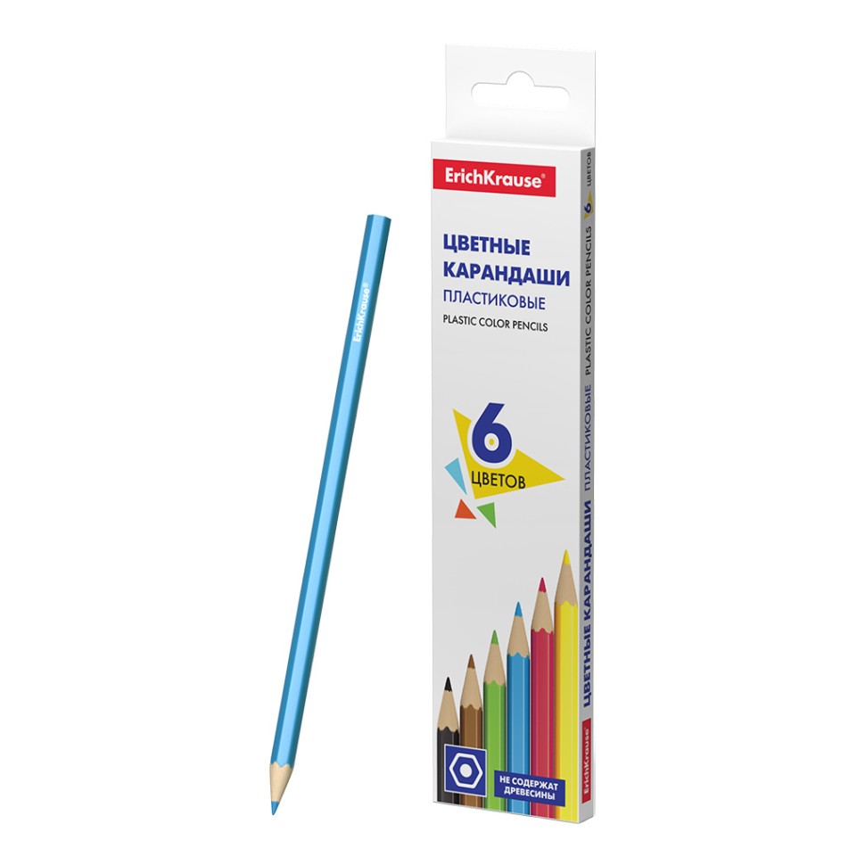 Пластиковые цветные  карандаши шестигранные ErichKrause® Basic 6 цветов