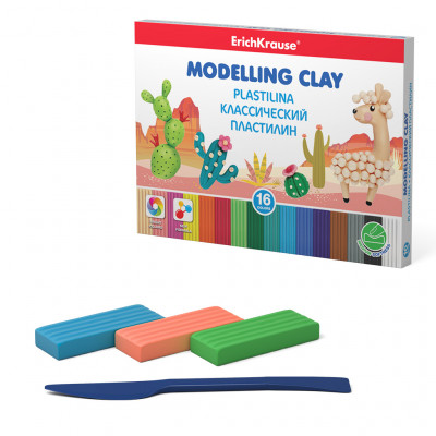 Классический пластилин ErichKrause® 16 цветов со стеком, 288г