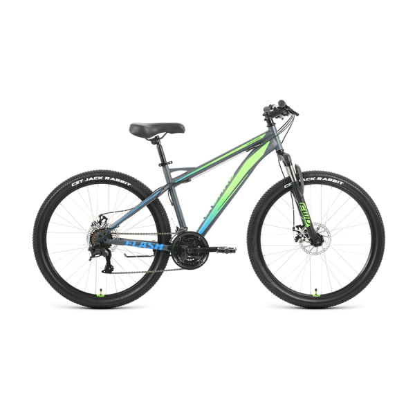 Горный велосипед 26" Forward Flash 26 2.2 D серый матовый/ярко-зеленый 2022 г 15" RBK22FW26671