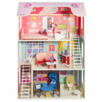 Деревянный кукольный домик "Вдохновение", с мебелью 16 предметов в наборе, для кукол 30 см
