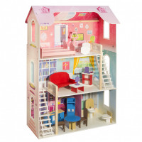 Деревянный кукольный домик "Вдохновение", с мебелью 16 предметов в наборе, для кукол 30 см
