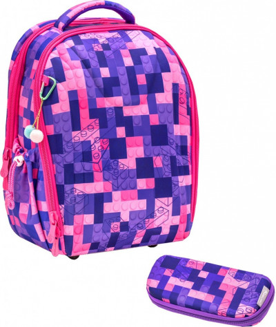 Ранец для девочки BELMIL STURDY, пенал EVA, 338-82/9 BULID IT PINK SET