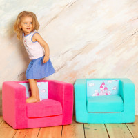 Раскладное бескаркасное (мягкое) детское кресло серии "Дрими", цвет Роуз
