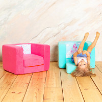 Раскладное бескаркасное (мягкое) детское кресло серии "Дрими", цвет Роуз
