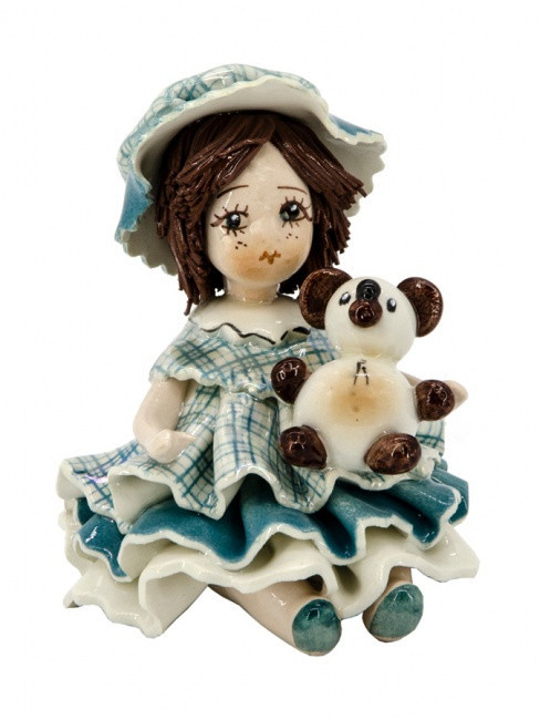 Кукла с мишкой 8 см, фарфор, Zampiva, Италия