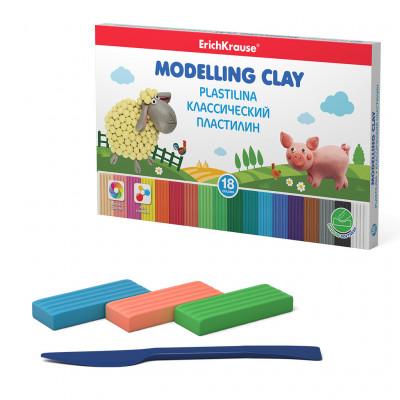 Классический пластилин ErichKrause® 18 цветов со стеком, 324г