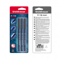 Ручка капиллярная ErichKrause® F-15, цвет чернил: синий, черный, красный (в блистере по 3 шт.)