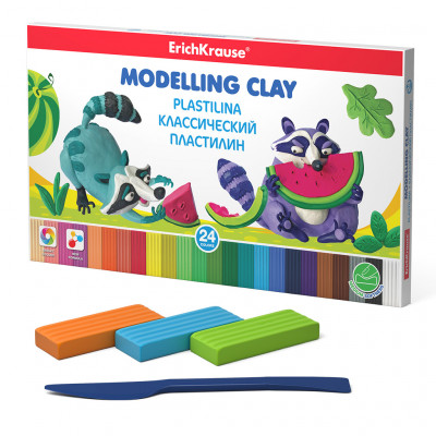 Классический пластилин ErichKrause® 24 цвета со стеком, 432г