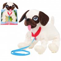 Интерактивная мягкая игрушка собачка на поводке Мопс