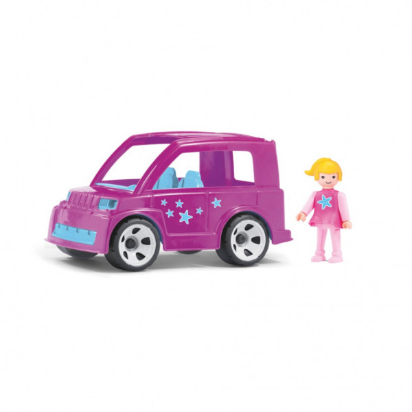 Городской розовый автомобиль с водителем игрушка 17 см