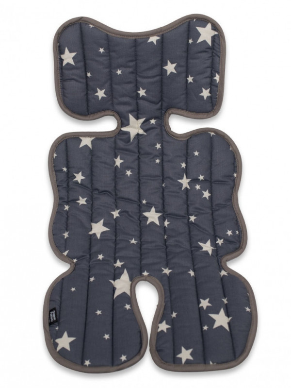 Комплект аксессуаров в коляску (матрасик+подушка) Звездочки, светло-серый