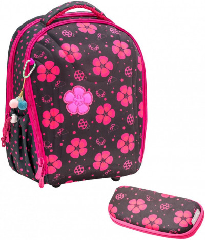 Ранец для девочки BELMIL STURDY, пенал EVA, 338-82/9 LADYBUG SET