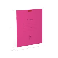 Тетрадь школьная ученическая ErichKrause® Классика Neon розовая, 12 листов, клетка  (в плёнке по 10 штук)
