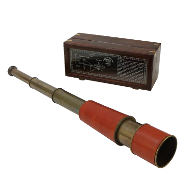 Подзорная труба в деревянном футляре, размер 17х6х7 см