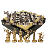 Шахматный набор Греческая Мифология, латунь, размер 36x36x3, высота фигурок 6.5 см