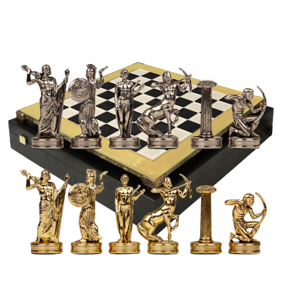 Шахматный набор Греческая Мифология, латунь, размер 36x36x3, высота фигурок 6...