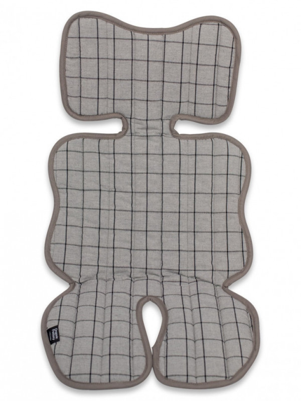 Комплект аксессуаров в коляску (матрасик+подушка) Клетка, светло-серый