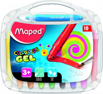 Мелки MAPED COLOR PEPS цветные гелевые, 10 цветов, пластиковая коробка