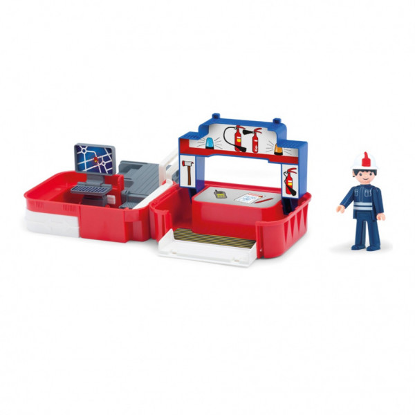 Игровой набор пожарная станция с фигуркой пожарного в чемоданчике
