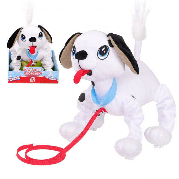 Интерактивная мягкая игрушка собачка на поводке Далматин