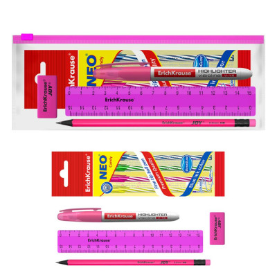 Набор в zip-пакете ErichKrause® Neon Solid, розовый (в пакете по 12 шт.)