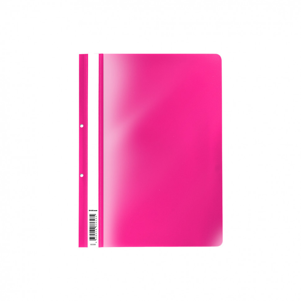 Папка-скоросшиватель с перфорацией пластиковая ErichKrause® Fizzy Neon, A4, розовый (в пакете по 20 шт.)