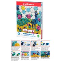Классический пластилин ErichKrause® Peacock пластилинография, 8 цветов со стеком, 144г
