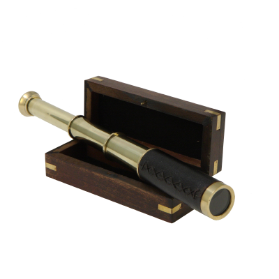 Подзорная труба в деревянном футляре, размер 5х13х4 см