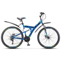 Велосипед двухподвес Stels Focus 27,5" MD 21 sp V010 синий/неоновый-зеленый (LU089832)