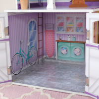 Деревянный кукольный домик "Загородная усадьба", с мебелью 31 предмет в наборе и с гаражом, для кукол 30 см