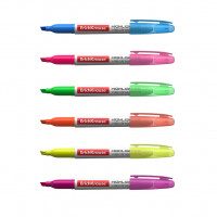 Текстмаркер ErichKrause® Visioline V-15, цвет чернил: желтый, зеленый, розовый, оранжевый, голубой, фиолетовый (в футляре по 6 шт.)