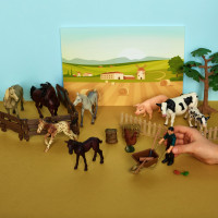 Игрушки фигурки в наборе серии "На ферме", 3 предметов (ковбой, бык, ограждение-загон)