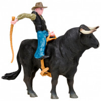 Игрушки фигурки в наборе серии "На ферме", 3 предметов (ковбой, бык, ограждение-загон)