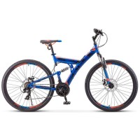 Велосипед гибрид Stels Focus 27,5" MD 21 sp V010 синий/неоновый-красный (LU089832)