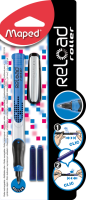 RELOAD Ручка-роллер, с возможностью легкой перезарядки картриджа, синяя, цвет корпуса ассорти (красный/синий), 2 картриджа в комплекте, в блистере