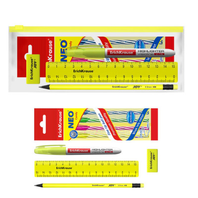 Набор в zip-пакете ErichKrause® Neon Solid, желтый (в пакете по 12 шт.)