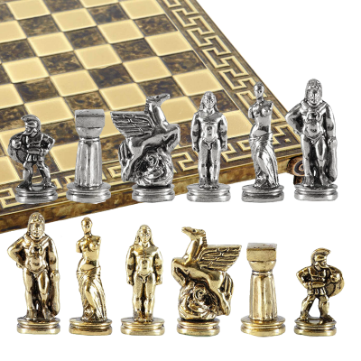 Шахматный набор Древняя Спарта, коричневая доска, высота 5,6 см
