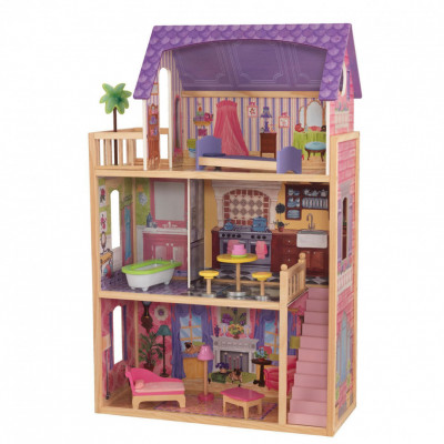Деревянный кукольный домик "Кайла", с мебелью 10 предметов в наборе...