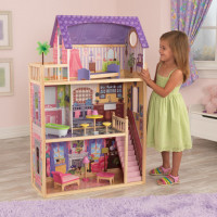 Деревянный кукольный домик "Кайла", с мебелью 10 предметов в наборе, для кукол 30 см