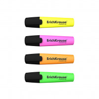 Текстмаркер ErichKrause® Visioline V-12, цвет чернил: желтый, розовый, оранжевый, зеленый (в футляре по 4 шт.)