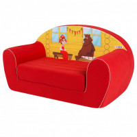 Раскладной бескаркасный (мягкий) детский диван серии "Сказки", Маша и медведь