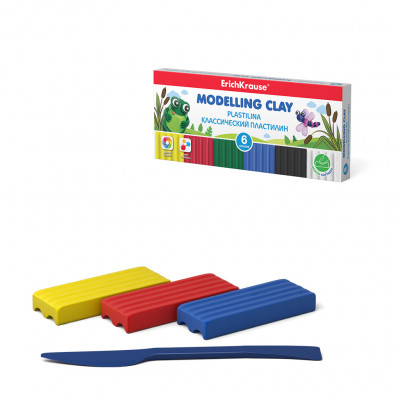 Классический пластилин ErichKrause® Monsters 6 цветов со стеком, 90г (коробка)