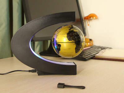 Глобус левитирующий на подставке, золотистый EV-C-4-GLD