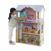 Деревянный кукольный домик "Кайли", с мебелью 10 предметов в наборе, для кукол 30 см