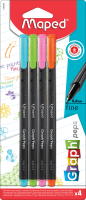 GRAPH PEP'S Ручка капиллярная, толщина линии - 0,4 мм, эргономичная зона обхвата, 4 пастельных цвета