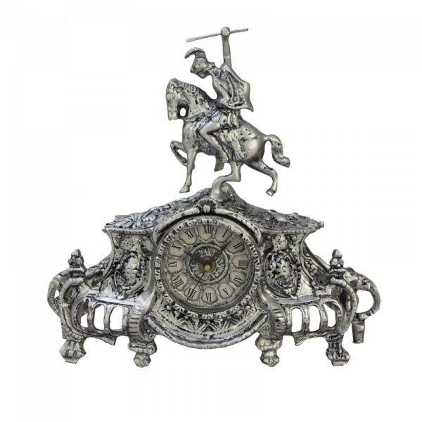 Часы Коша, каминные бронзовые с покрытием "серебро"
