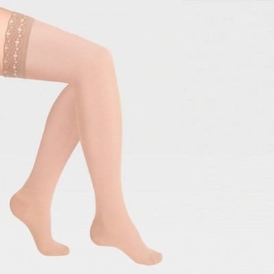 Чулки медицинские компрессионные с ажурной резинкой на силиконовой основе, пр...
